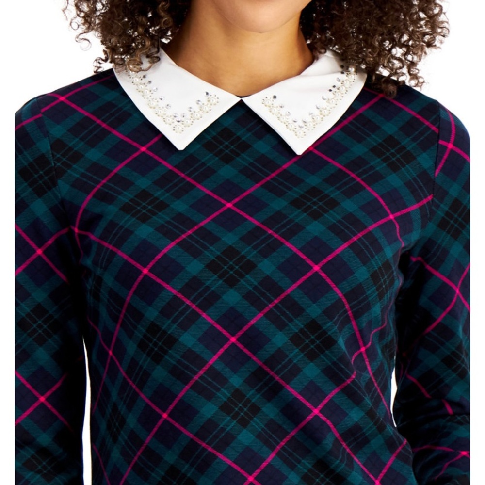 Gorgeous Charter Club Plaid and Jewel Top